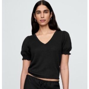 GAP Linen Blend Puff Sleeve Sweater Top Size L